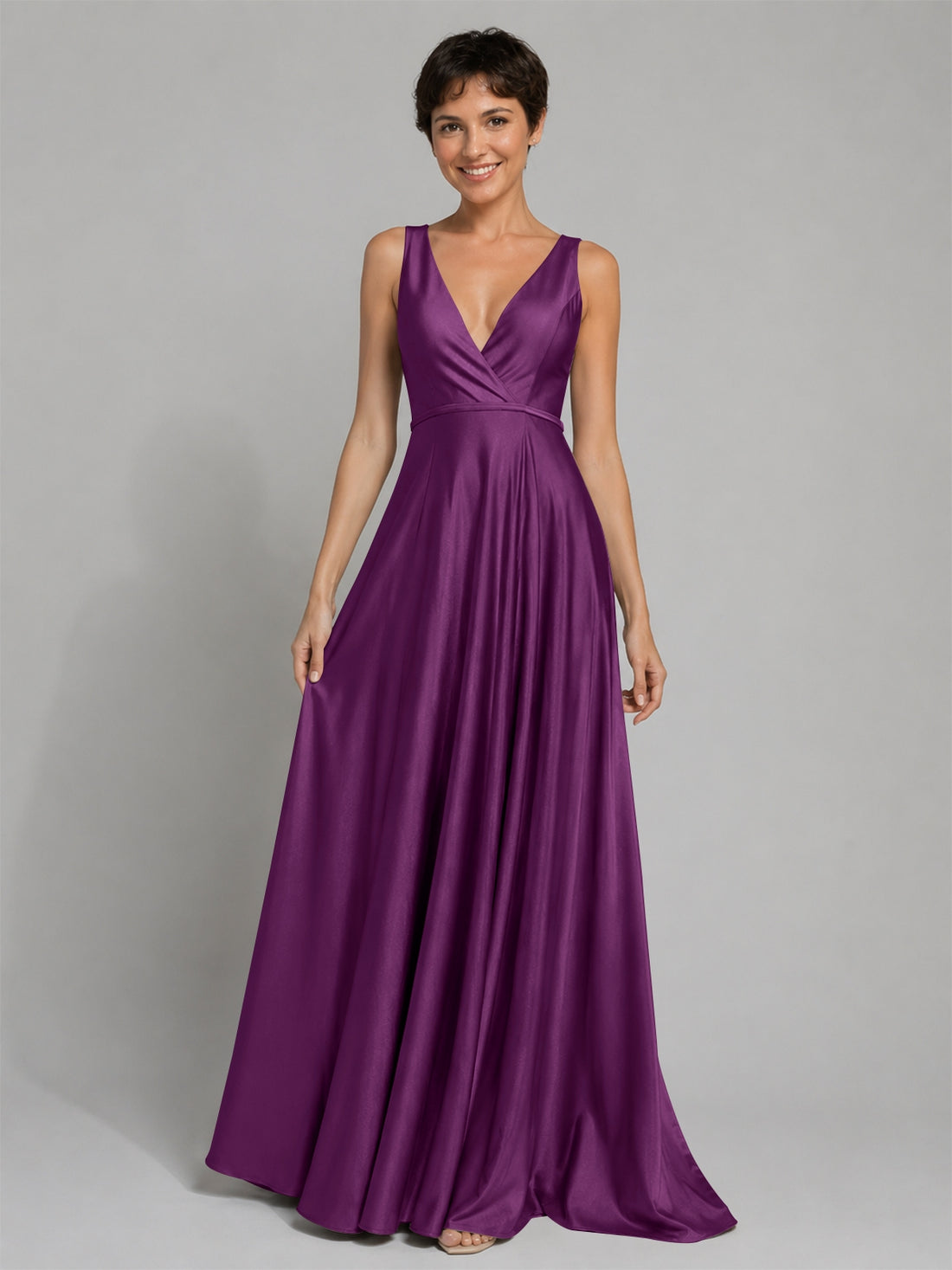 A-line Bridesmaid Dress with Cross-Over Bodice