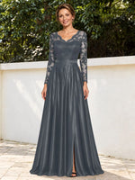 Satin Mother of the Bride Dress with Appliques