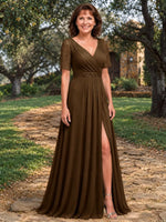 Surplice Neckline Mother of the Bride Dress with Slit 