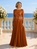 Applique Half Sleeves Chiffon Dress 