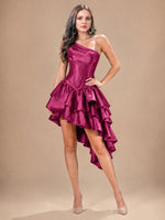 Asymmetric Homecoming Dress with One-Shoulder Neckline 