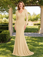 Mermaid Mother of the Bride Dress with Long Lace Sleeves 