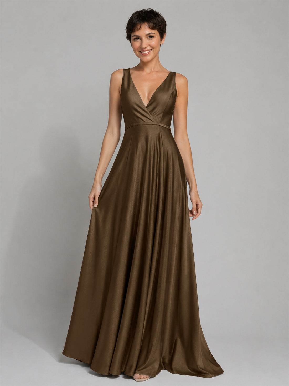 A-line Bridesmaid Dress with Cross-Over Bodice