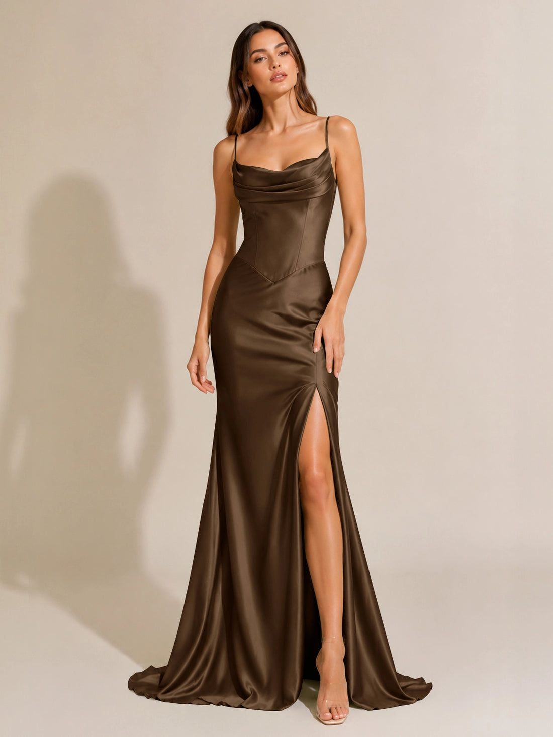 Sheath Bridesmaid Dress with High Slit 