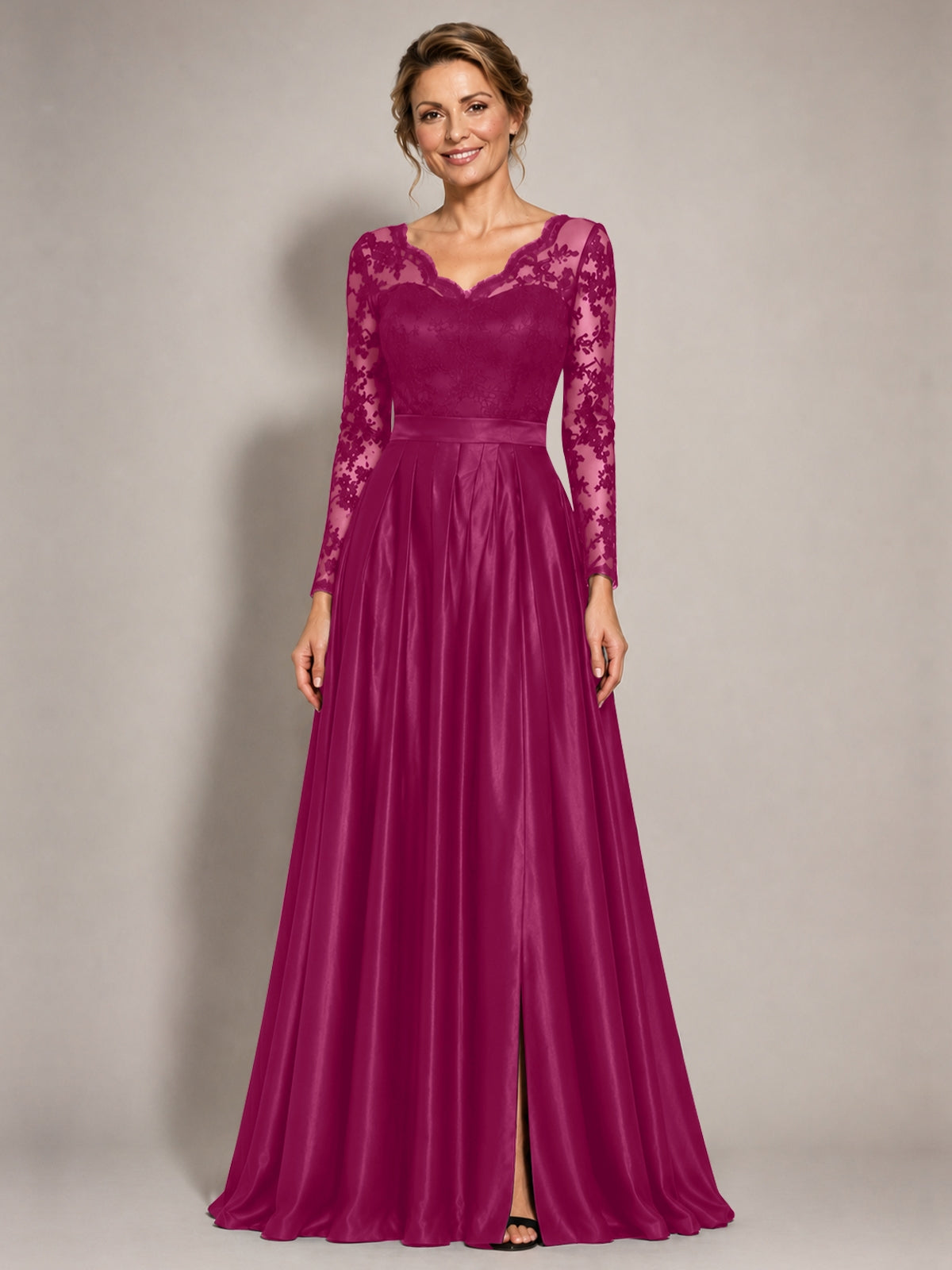Satin Mother of the Bride Dress with Appliques