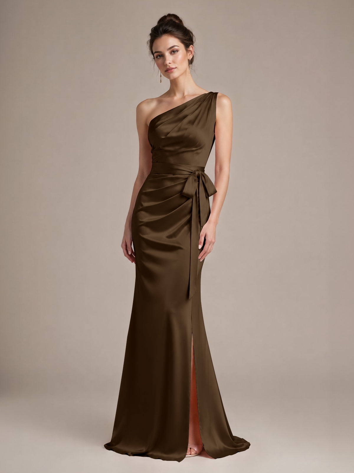 One-Shoulder Bridesmaid Dress with Sash