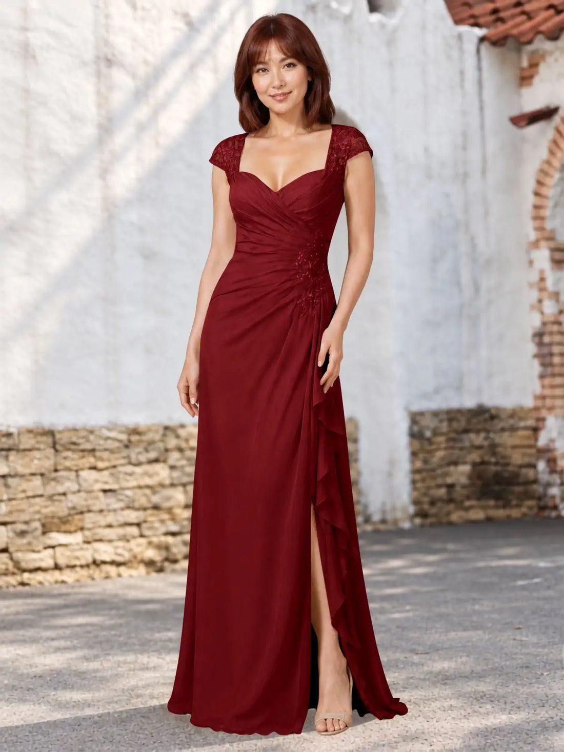 Chiffon Mother of the Bride Dress with Lace Appliques 