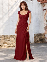 Chiffon Mother of the Bride Dress with Lace Appliques 