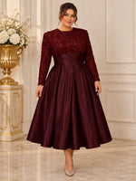Sequined Mother Dress with Pockets-Plus Size 