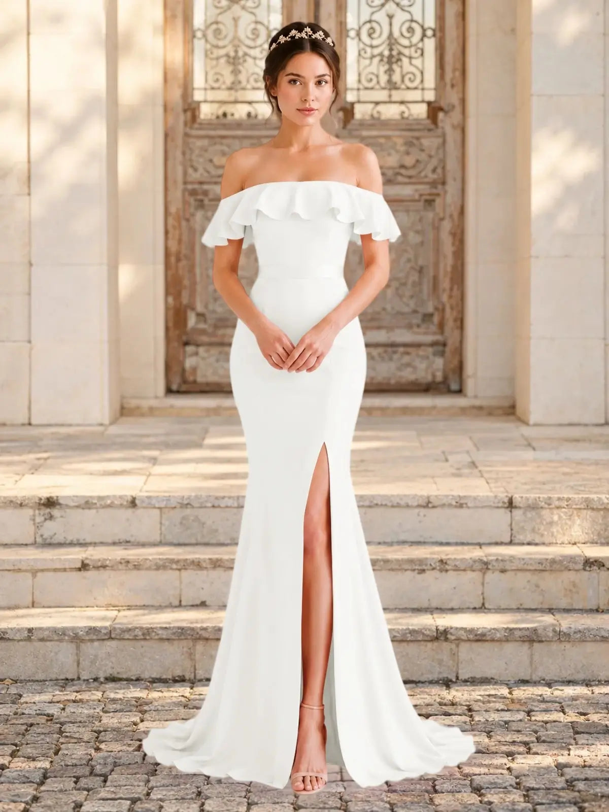Mermaid Bridesmaid Dress with Ruffle Design 
