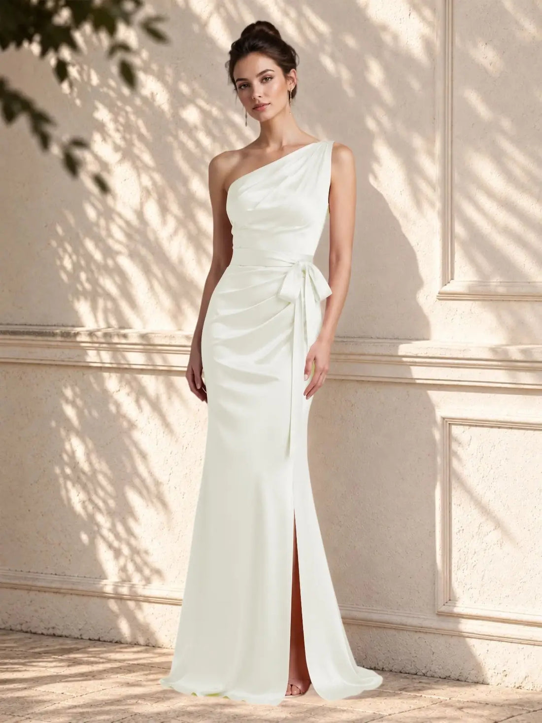 One-Shoulder Bridesmaid Dress with Sash