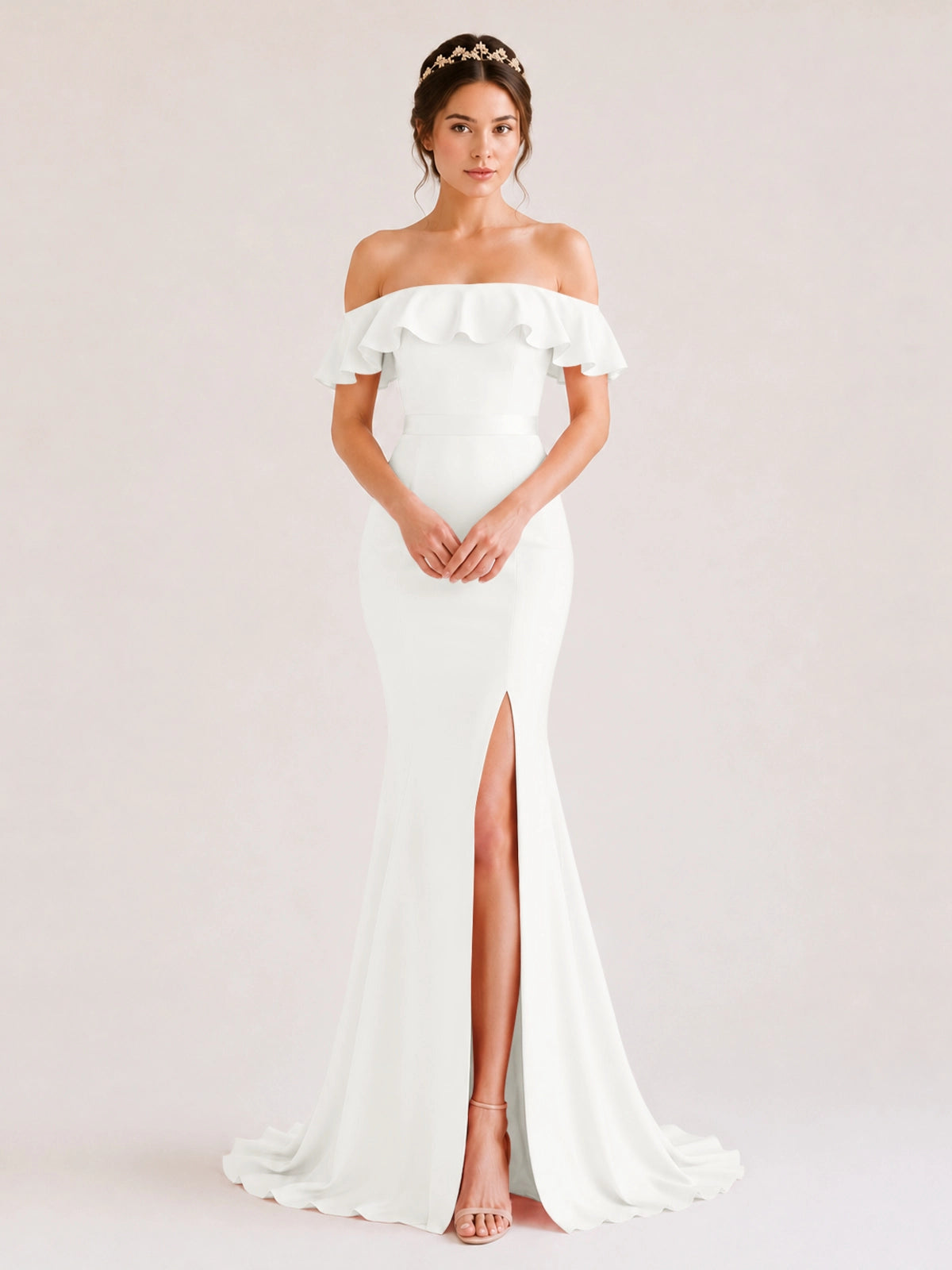 Mermaid Bridesmaid Dress with Ruffle Design 