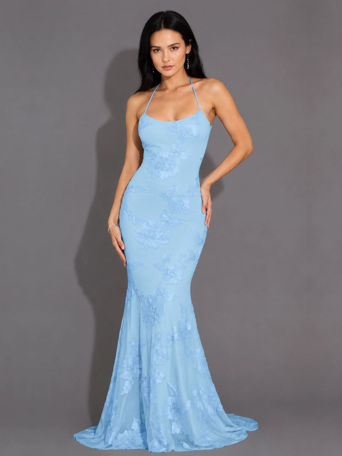Corded Lace Prom Dress with Sweep Train 
