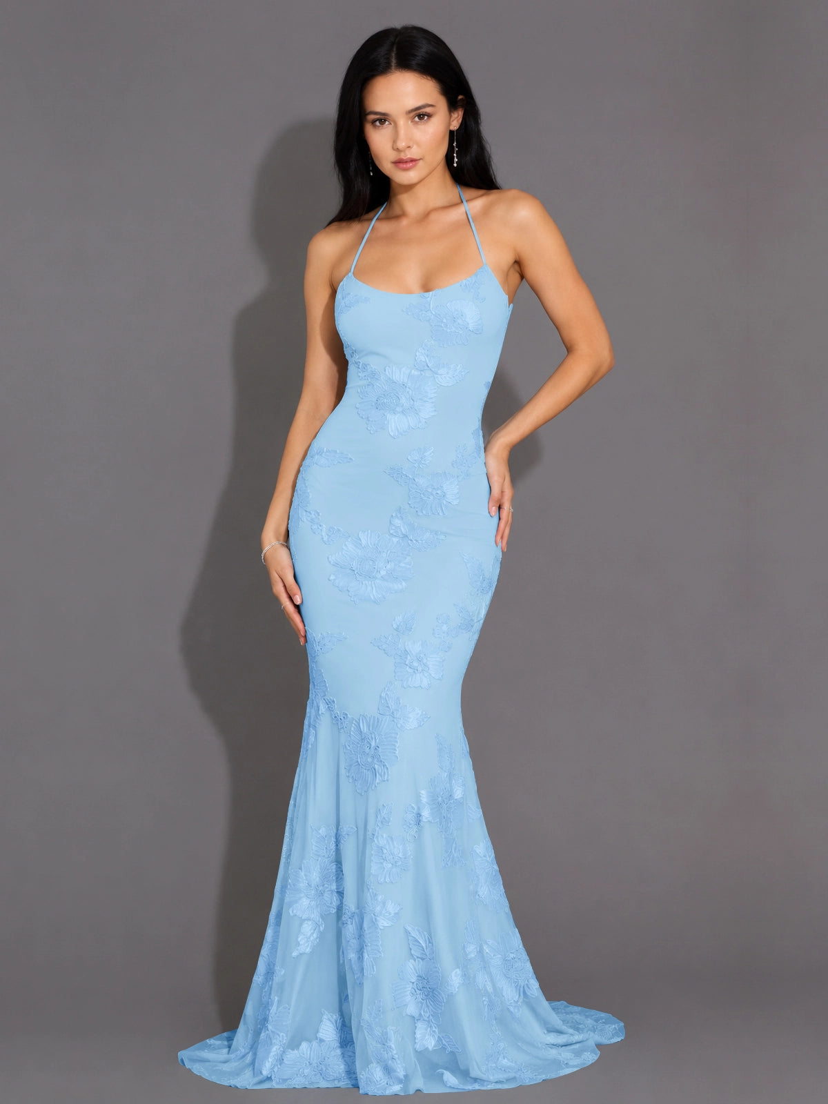 Corded Lace Prom Dress with Sweep Train 