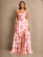 Floral Pattern High-low Dress 