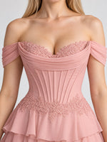 Tiered Off The Shoulder Prom Dress