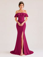 Mermaid Bridesmaid Dress with Ruffle Design 