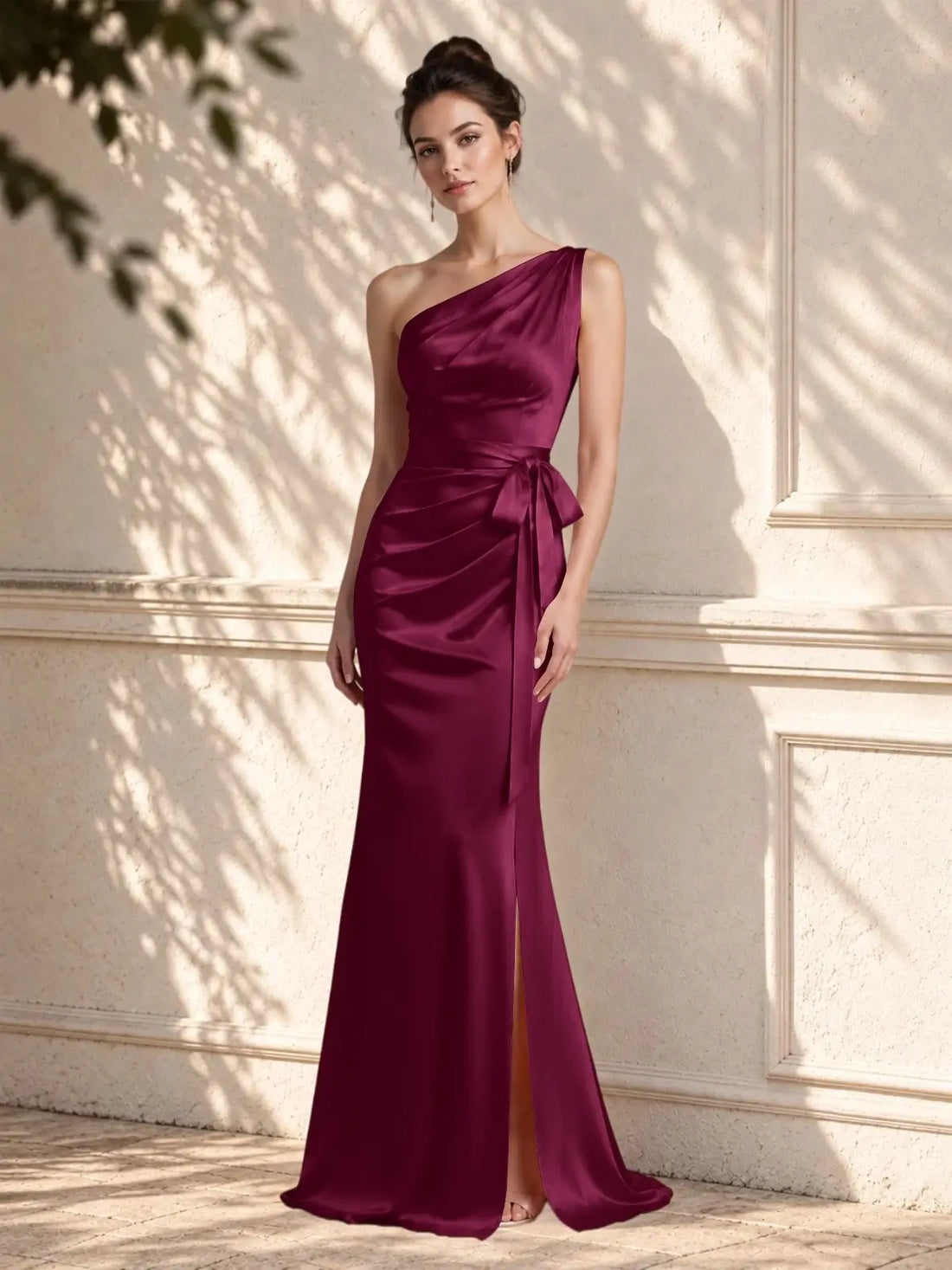 One-Shoulder Bridesmaid Dress with Sash