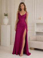 Cowl Neck Prom Dress with Ruched Waist 