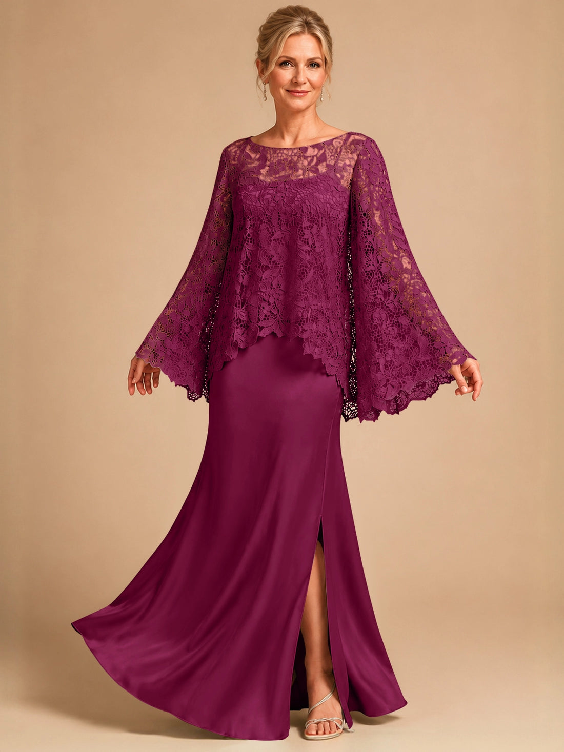 Two-piece Mother of the Bride Dress with Lace Top 