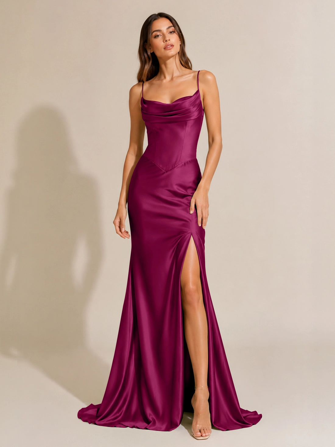 Sheath Bridesmaid Dress with High Slit 