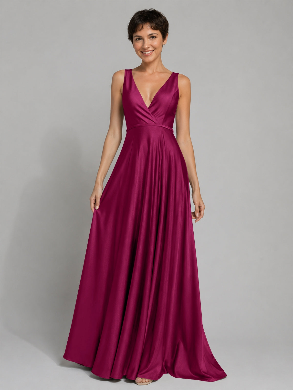 A-line Bridesmaid Dress with Cross-Over Bodice