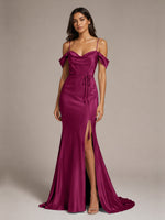 Mermaid Bridesmaid Dress with Tie Waist Sash
