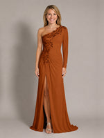 One-Shoulder Mother of the Bride Dress with Appliques