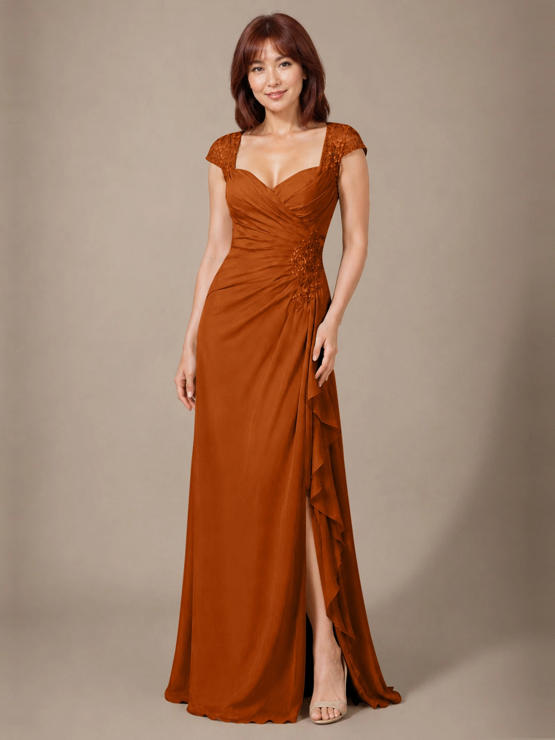 Chiffon Mother of the Bride Dress with Lace Appliques 
