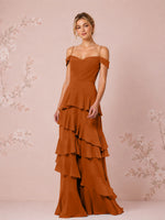 Chiffon Bridesmaid Dress with Tiered Ruffles 