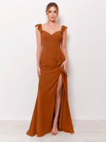 Chiffon Bridesmaid Dress with Ruffle Straps 