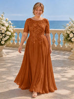 Lace Mother Dress with Half Sleeves-Plus Size 