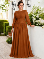 Chiffon Mother of the Bride Dress with Jewel Neckline-Plus Size 