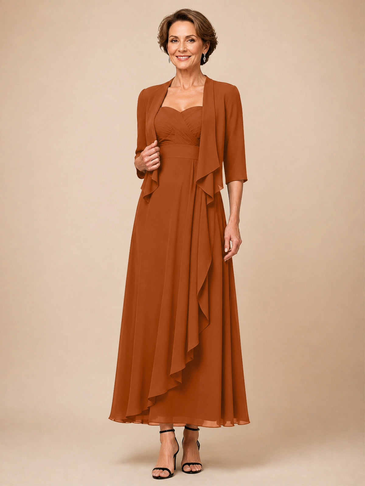 Two-piece Mother of the Bride Dress with Ruffle Design 