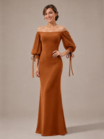 Mermaid Bridesmaid Dress with Puff Sleeves