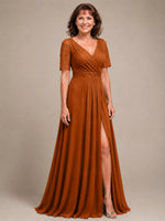 Surplice Neckline Mother of the Bride Dress with Slit 