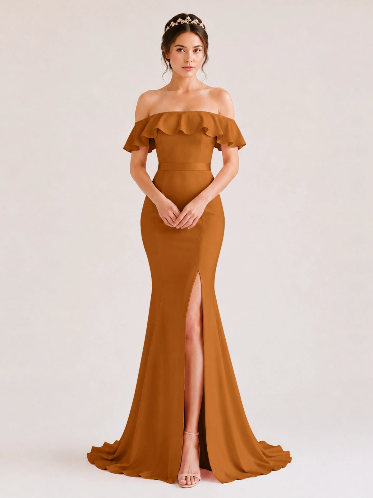 Mermaid Bridesmaid Dress with Ruffle Design 