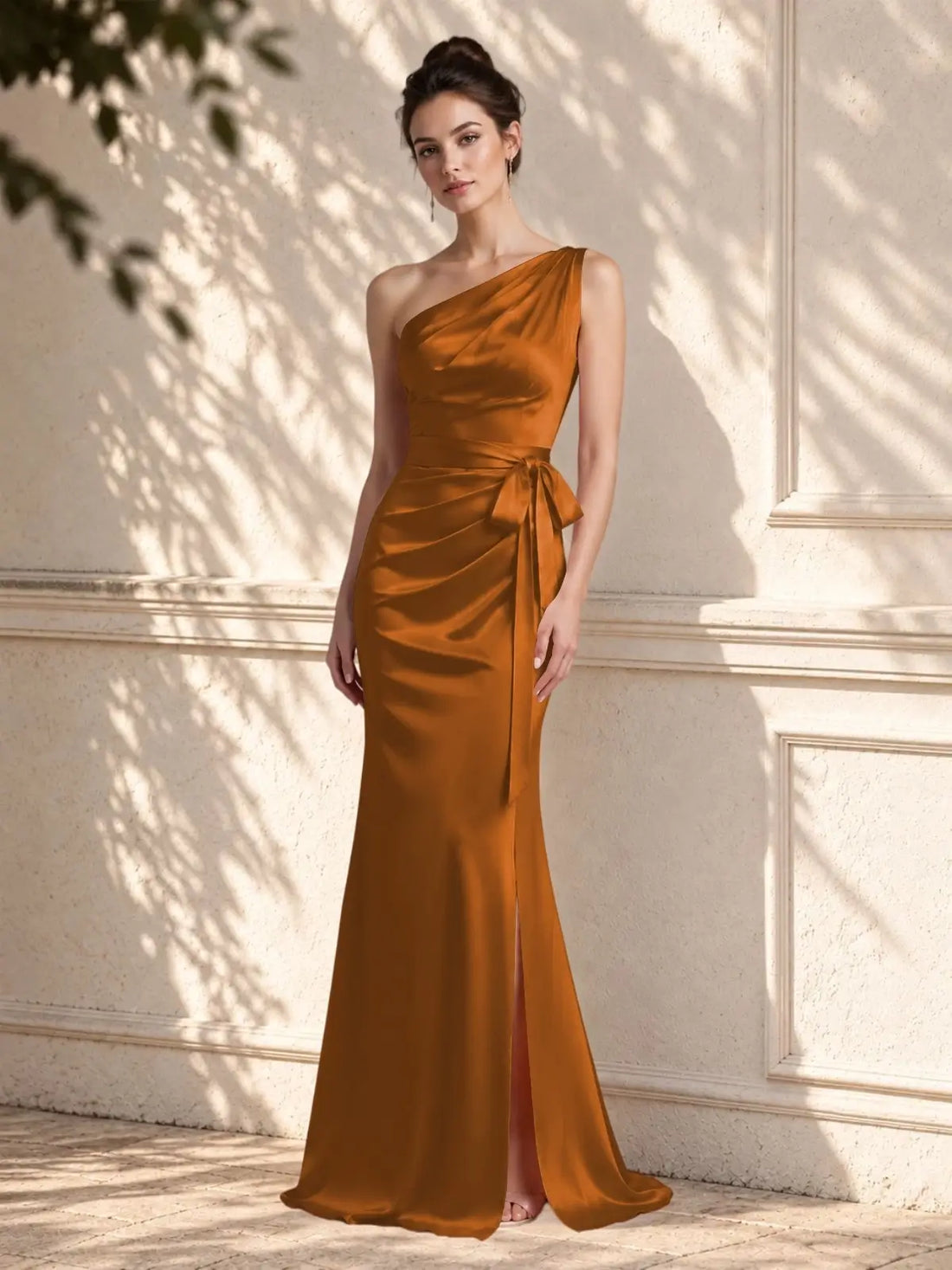 One-Shoulder Bridesmaid Dress with Sash