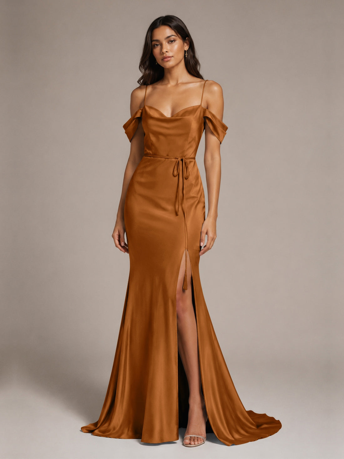 Mermaid Bridesmaid Dress with Tie Waist Sash