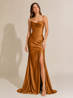 Sheath Bridesmaid Dress with High Slit 