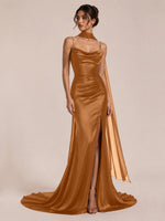 Mermaid Bridesmaid Dress with Neck Scarf 