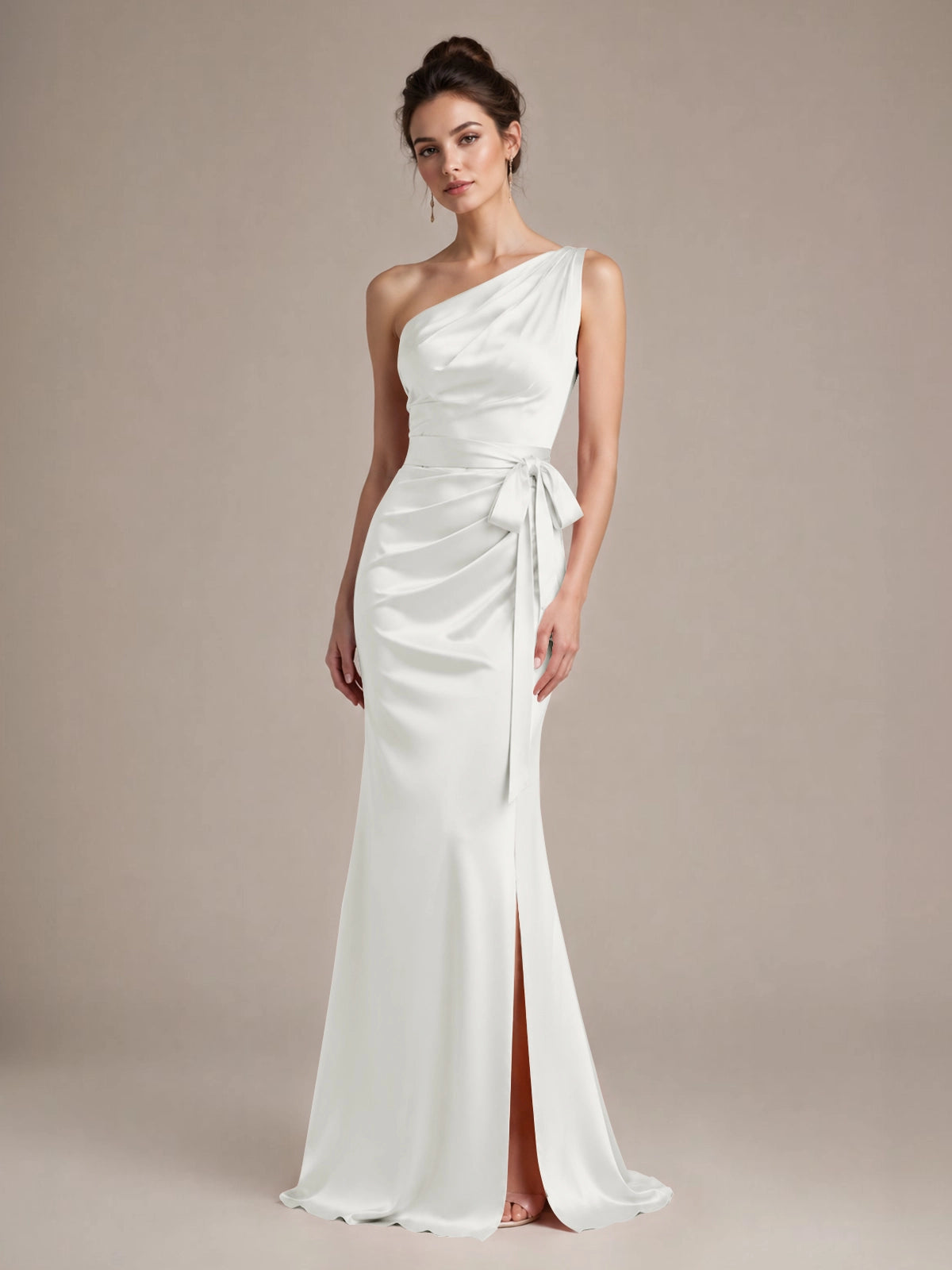 One-Shoulder Bridesmaid Dress with Sash