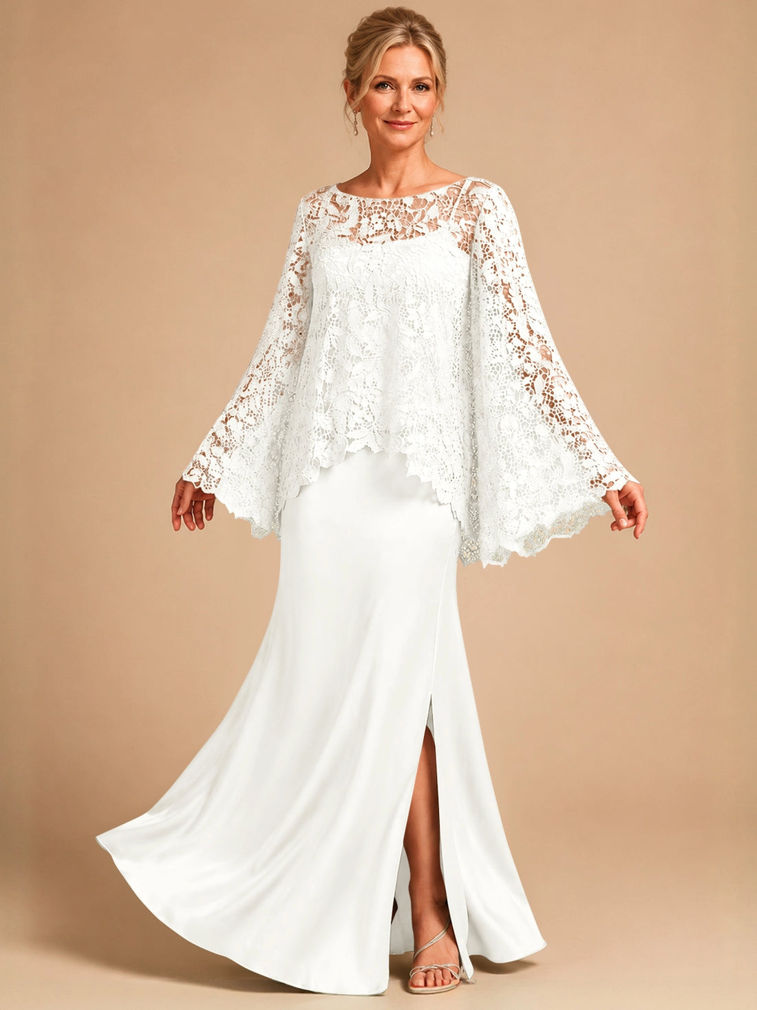 Two-piece Mother of the Bride Dress with Lace Top 