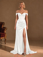 Silk-like Prom Dress with Crystal Detailing 
