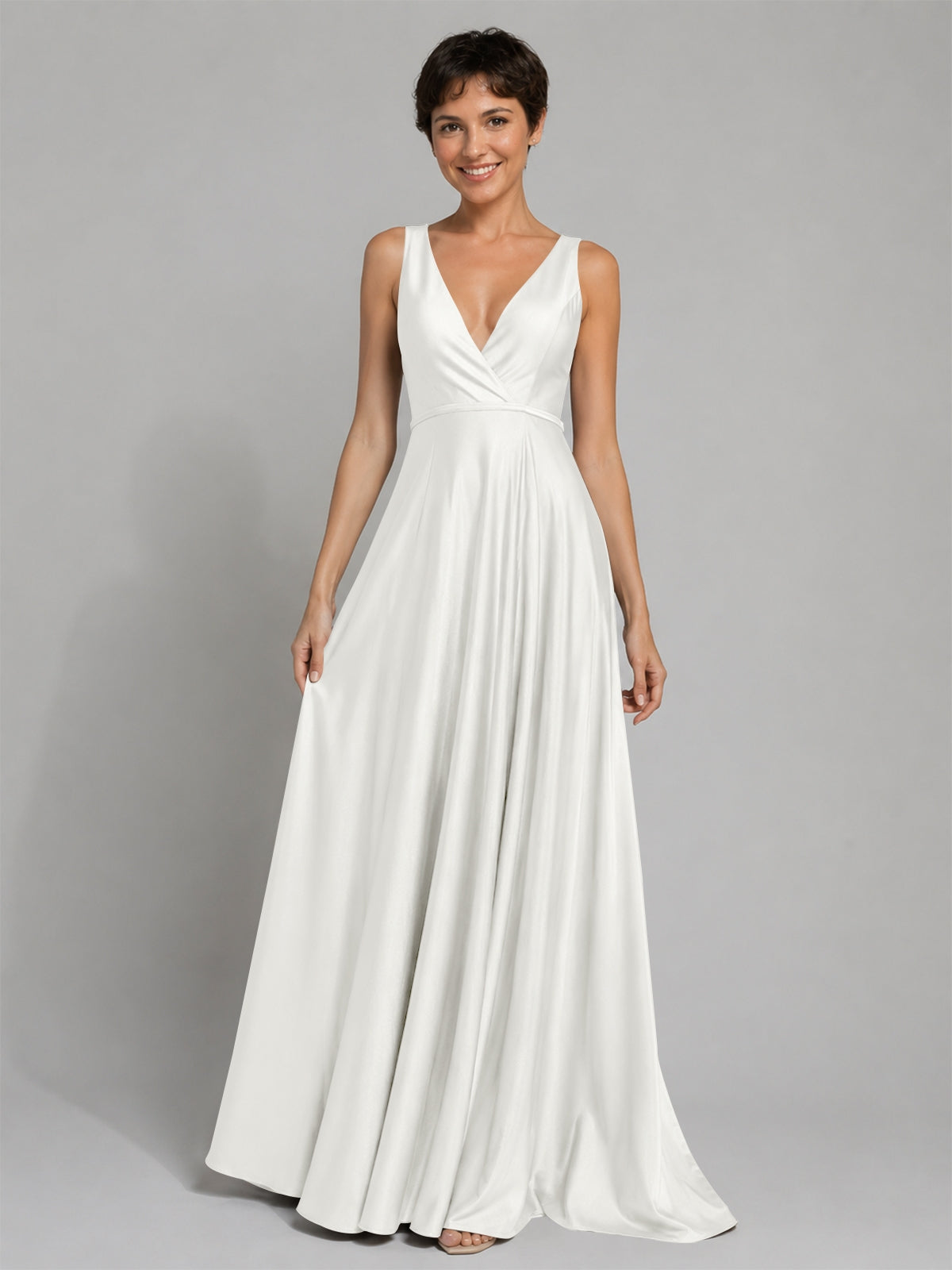 A-line Bridesmaid Dress with Cross-Over Bodice