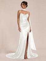 Mermaid Bridesmaid Dress with Neck Scarf 