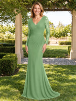 Mermaid Mother of the Bride Dress with Long Lace Sleeves 