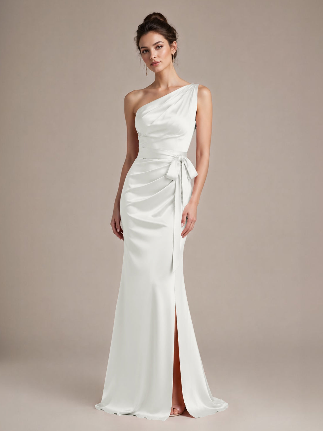 One-Shoulder Bridesmaid Dress with Sash