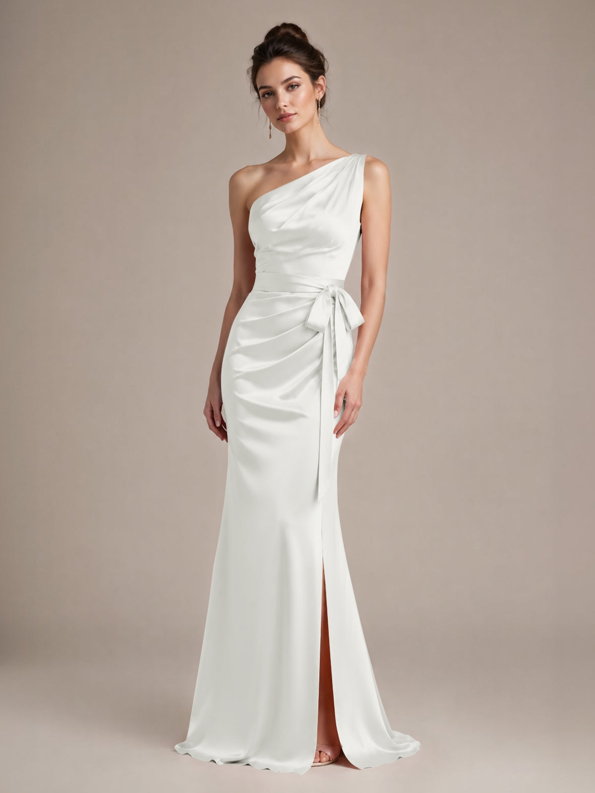 One-Shoulder Bridesmaid Dress with Sash