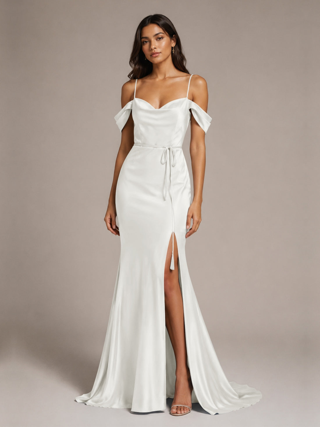 Mermaid Bridesmaid Dress with Tie Waist Sash